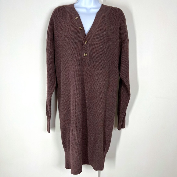 Prana Milani Henley Dress Clove S Organic Cotton Wool Sustainable - Picture 2 of 16